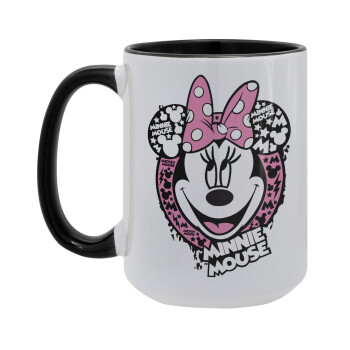 Minnie mouse, Κούπα Mega 15oz, κεραμική Μαύρη, 450ml