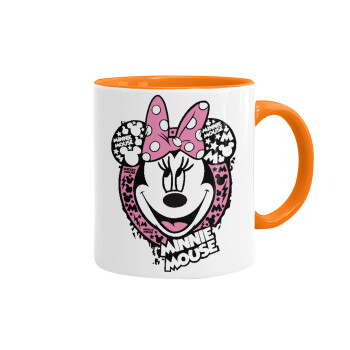 Minnie mouse, Mug colored orange, ceramic, 330ml