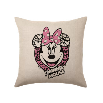 Minnie mouse, Μαξιλάρι καναπέ ΛΙΝΟ 40x40cm περιέχεται το  γέμισμα