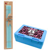 Easter Set, children's snack container BLUE & Easter aromatic flat candle (30cm) (TURQUOISE)