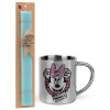 Easter Set, metallic thermal cup (300ml) & aromatic flat Easter candle (30cm) (TURQUOISE)