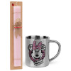 Easter Set, metallic thermal cup (300ml) & aromatic flat Easter candle (30cm) (PINK)