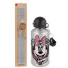 Easter Set, metallic silver aluminum water bottle (500ml) & aromatic flat Easter candle (30cm) (GRAY)