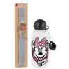 Easter Set, metallic aluminum water bottle (500ml) & aromatic flat Easter candle (30cm) (GRAY)