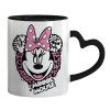 Mug heart black handle, ceramic, 330ml