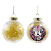 Transparent Christmas tree ball ornament with gold filling 8cm