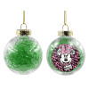 Transparent Christmas tree ball ornament with green filling 8cm