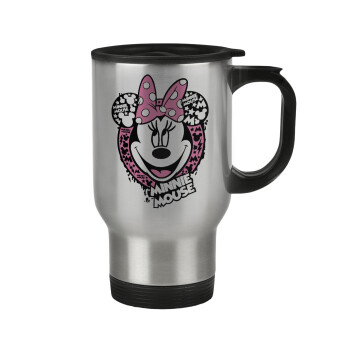 Minnie mouse, Stainless steel travel mug with lid, double wall 450ml