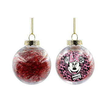 Minnie mouse, Transparent Christmas tree ball ornament with red filling 8cm