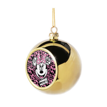 Minnie mouse, Golden Christmas tree ball ornament 8cm