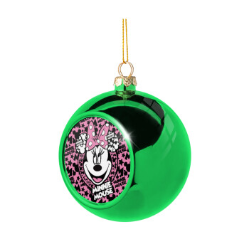 Minnie mouse, Green Christmas tree ornament ball 8cm