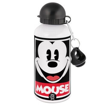 Mickey Mouse, Metal water bottle, White, aluminum 500ml