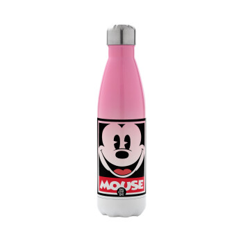 Mickey Mouse, Metal mug thermos Pink/White (Stainless steel), double wall, 500ml