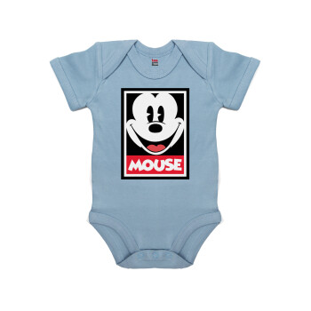 Mickey Mouse, Βρεφικό φορμάκι μωρού, 0-18 μηνών, Μπλε, 100% Organic Cotton, κοντομάνικο