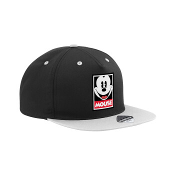 Mickey Mouse, Adult Flat Snapback Hat Black/Grey, (100% COTTON TWILL, ADULT, UNISEX, ONE SIZE)