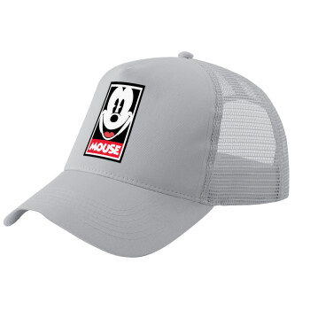 Mickey Mouse, Adult Structured Trucker Hat, with Mesh, GRAY (100% COTTON, ADULT, UNISEX, ONE SIZE)