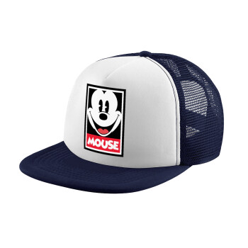 Mickey Mouse, Adult Soft Trucker Hat with Dark Blue/White Mesh (POLYESTER, ADULT, UNISEX, ONE SIZE)