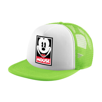 Mickey Mouse, Adult Soft Trucker Hat with Mesh GREEN/WHITE (POLYESTER, ADULT, ONE SIZE)