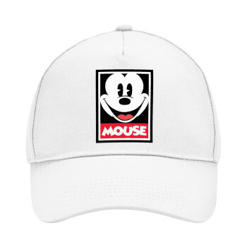 Mickey Mouse, Adult Baseball Cap, Drill, White (100% COTTON, ADULT, UNISEX, ONE SIZE)