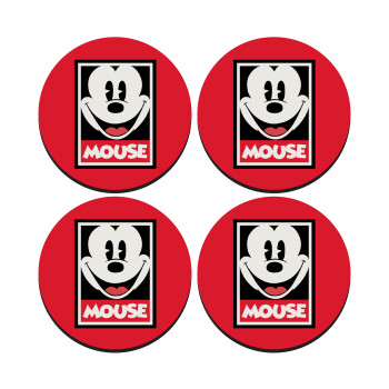 Mickey Mouse, SET of 4 round wooden coasters (9cm)