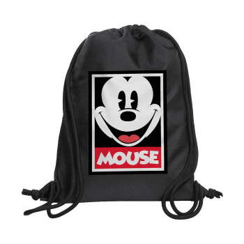 Mickey Mouse, Backpack pouch GYMBAG Black, with pocket (40x48cm) & thick cords