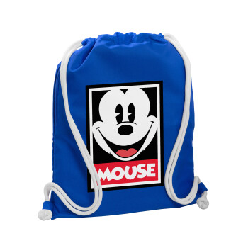 Mickey Mouse, Backpack pouch GYMBAG Blue, with pocket (40x48cm) & thick cords