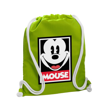 Mickey Mouse, Backpack bag GYMBAG LIME GREEN, with pocket (40x48cm) & thick cords