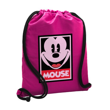 Mickey Mouse, Backpack pouch GYMBAG Fuchsia, with pocket (40x48cm) & thick cords