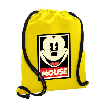 Mickey Mouse, Backpack pouch GYMBAG Yellow, with pocket (40x48cm) & thick cords