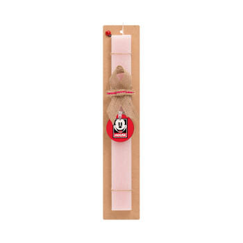 Mickey Mouse, Easter Set, wooden keychain & scented flat Easter candle (30cm) (PINK)