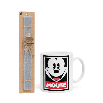 Mickey Mouse, Easter Set, Ceramic Cup (330ml) & Easter aromatic flat candle (30cm) (GRAY)