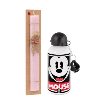 Mickey Mouse, Easter Set, metallic aluminum bottle (500ml) & aromatic flat Easter candle (30cm) (PINK)