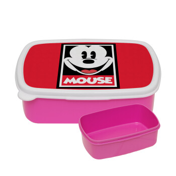 Mickey Mouse, ΡΟΖ παιδικό δοχείο φαγητού (lunchbox) πλαστικό (BPA-FREE) Lunch Βox M18 x Π13 x Υ6cm