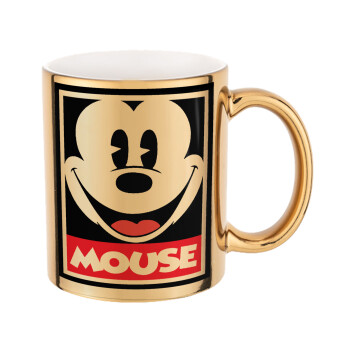 Mickey Mouse, Mug ceramic, gold mirror, 330ml