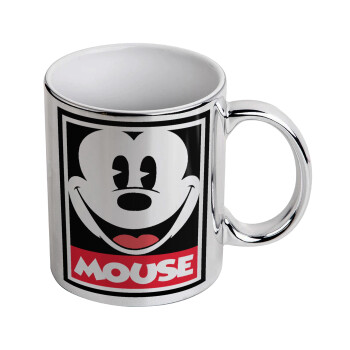 Mickey Mouse, Mug ceramic, silver mirror, 330ml