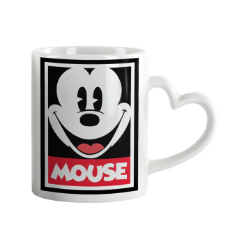 Mickey Mouse, Mug heart handle, ceramic, 330ml