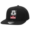 Adult Flat Snapback Hat Black, (100% COTTON TWILL, ADULT, UNISEX, ONE SIZE)