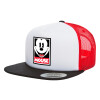 Adult Foam Flat Snapback with Mesh Black-White-Red (POLYESTER, ADULT, UNISEX, ONE SIZE)