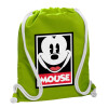 Backpack bag GYMBAG LIME GREEN, with pocket (40x48cm) & thick cords