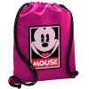 Backpack pouch GYMBAG Fuchsia, with pocket (40x48cm) & thick cords