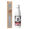 Easter Set, metallic Inox water bottle (700ml) & Easter scented flat candle (30cm) (GRAY)