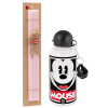 Easter Set, metallic aluminum bottle (500ml) & aromatic flat Easter candle (30cm) (PINK)