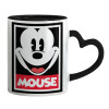 Mug heart black handle, ceramic, 330ml