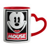 Mug heart red handle, ceramic, 330ml