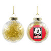 Transparent Christmas tree ball ornament with gold filling 8cm