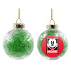 Transparent Christmas tree ball ornament with green filling 8cm