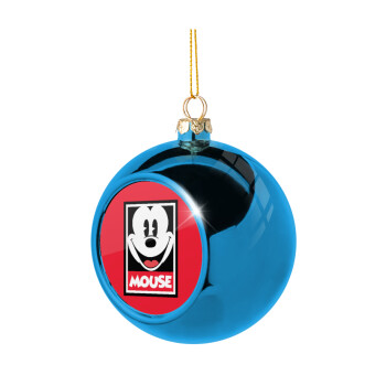 Mickey Mouse, Blue Christmas tree ball ornament 8cm