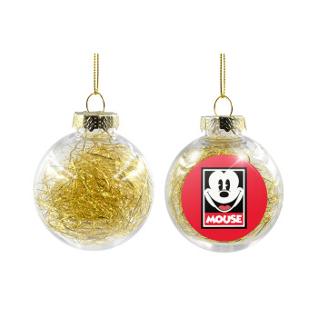 Mickey Mouse, Transparent Christmas tree ball ornament with gold filling 8cm