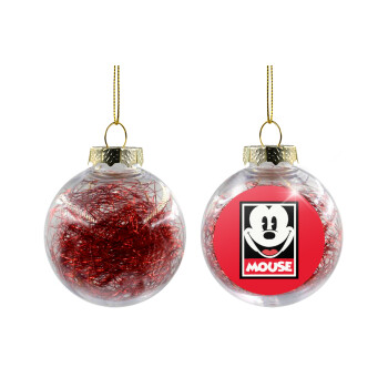 Mickey Mouse, Transparent Christmas tree ball ornament with red filling 8cm