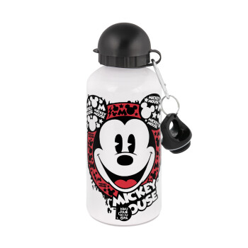 Mickey Mouse, Metal water bottle, White, aluminum 500ml